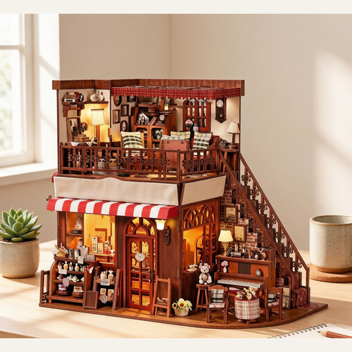 Corner Sweet Shop DIY Miniature House - Handmade 3D Bookend Model Kit