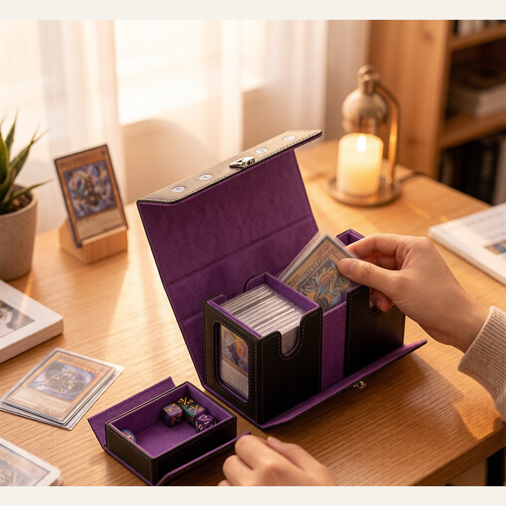 Double-Slot Trading Card Deck Box - Portable Detachable Storage Case with Window for TCG, PTCG & MTG