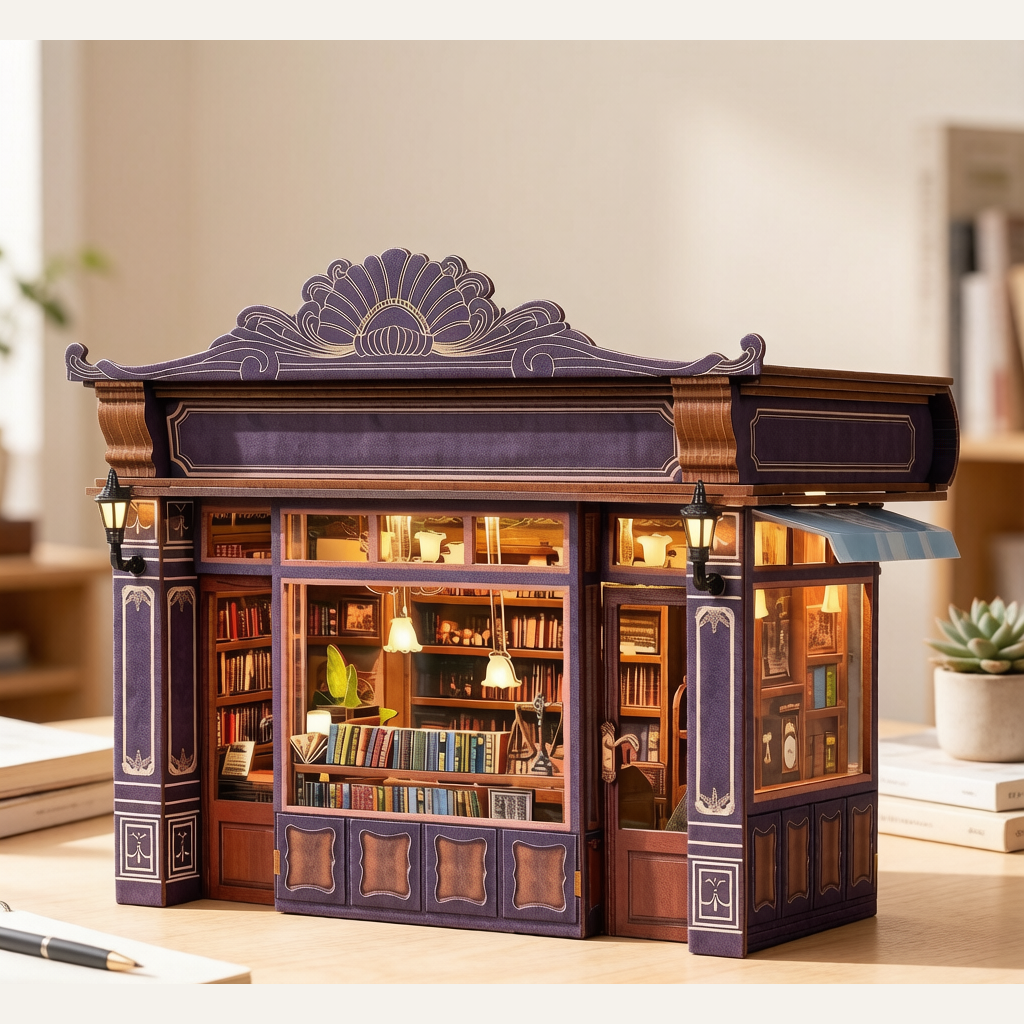 Notting Hill Bookstore DIY Miniature House - 3D Puzzle Bookend Scene Craft