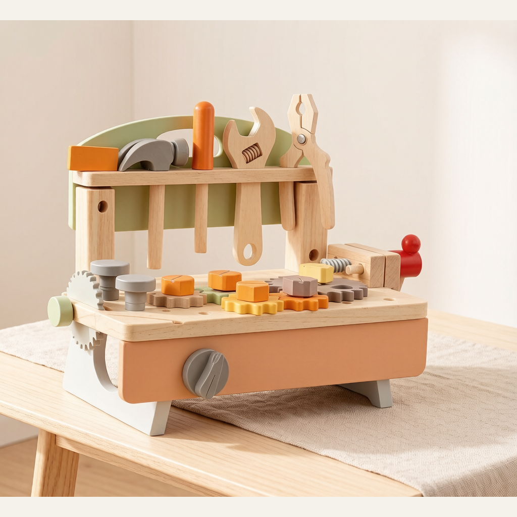 Wooden Kids Tool Set - Disassembly & Assembly Nut Repair Bench Pretend Play Toy