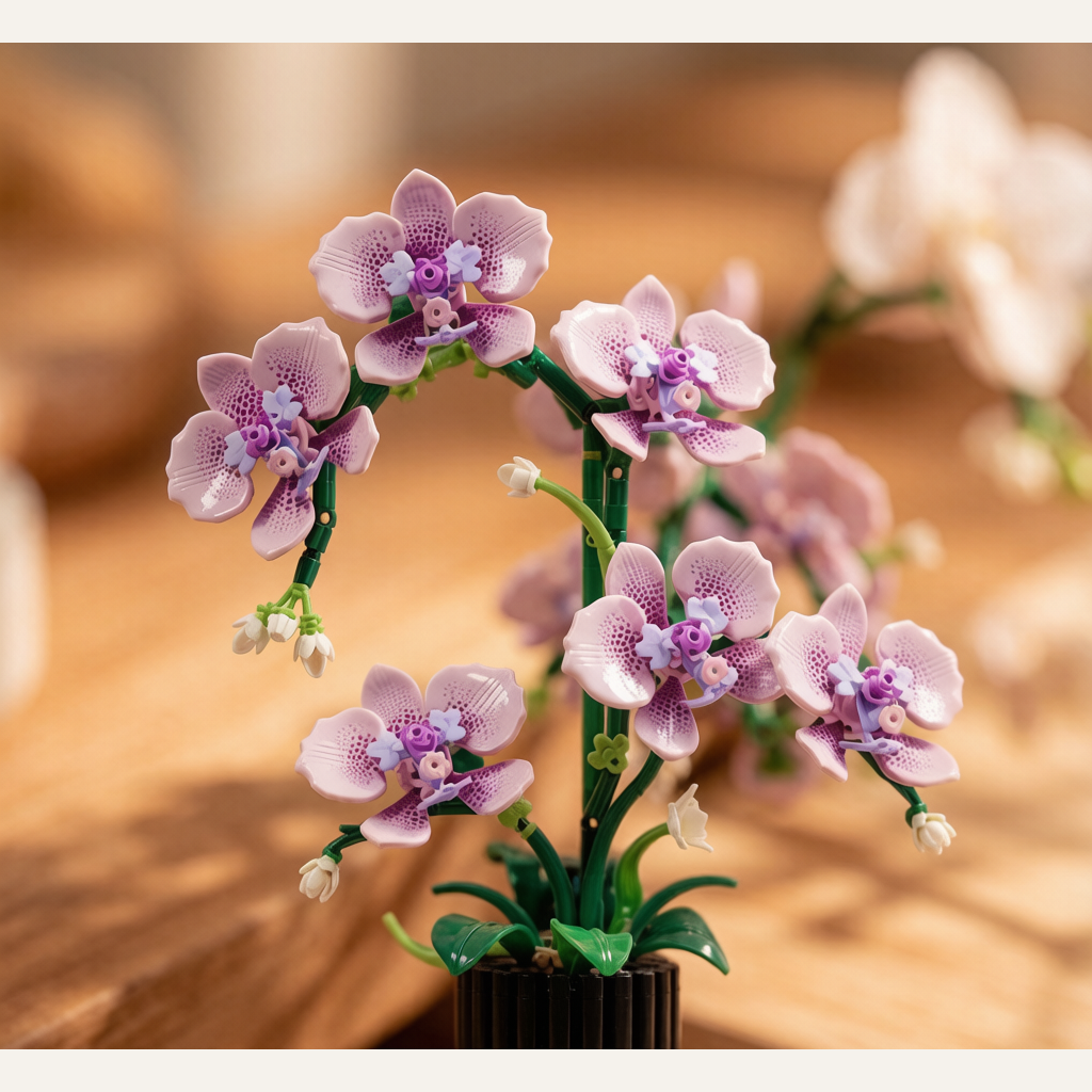 Butterfly Orchid Two-Tone Petal Building Block Flower - Assembly Ornament Gift Toy