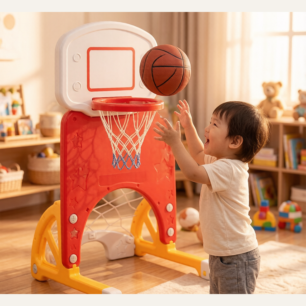 Adjustable Kids Basketball Stand - Height-Adjustable Indoor Hoop Set for Toddlers & Boys Ages 1-6