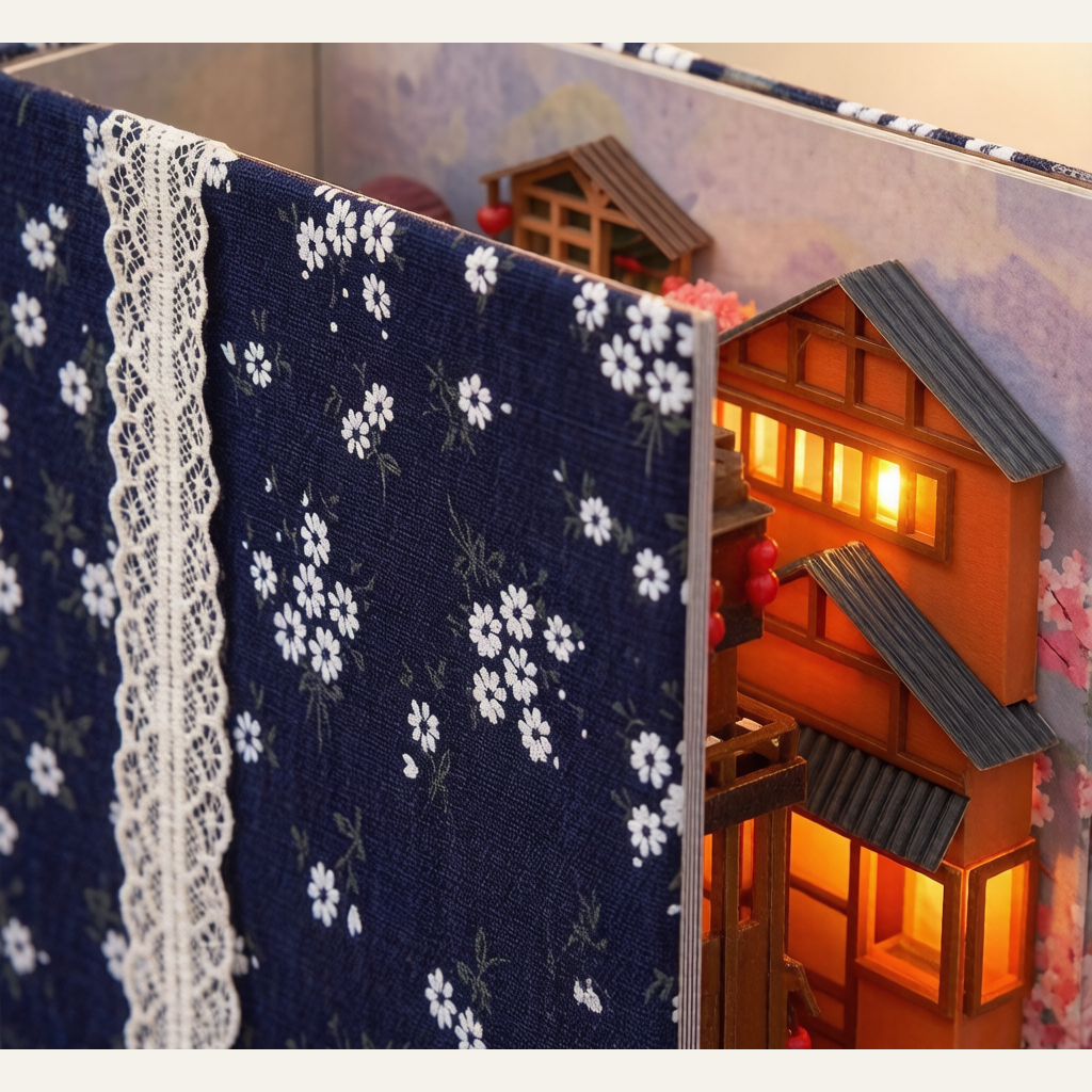 Tianyu DIY Cottage TC25 Sakura Alley - Handmade Japanese Bookend Model