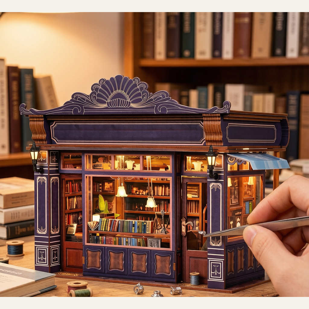 Notting Hill Bookstore DIY Miniature House - 3D Puzzle Bookend Scene Craft