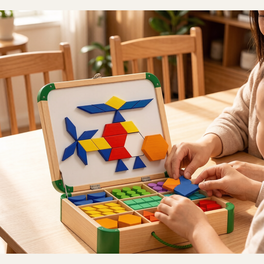 Tangram Magnetic Puzzle - Magnetic Building Blocks for Brain Development