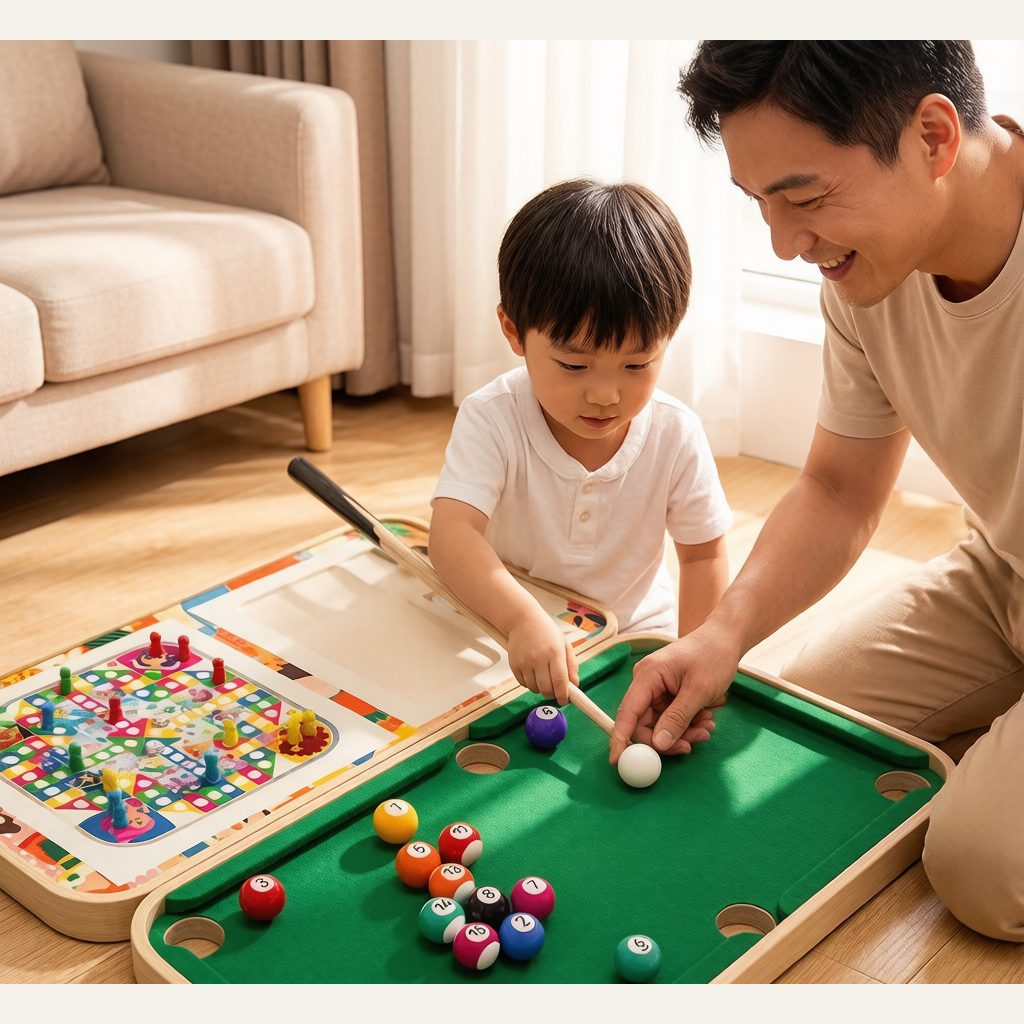 6-in-1 Pool Table for Kids - Indoor Billiard Table Game Parent-Child Educational Toy