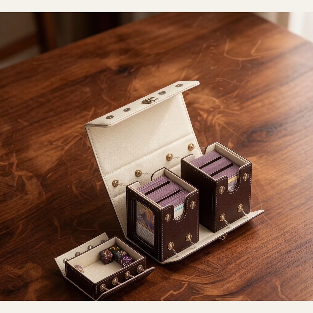 Double-Slot Trading Card Deck Box - Portable Detachable Storage Case with Window for TCG, PTCG & MTG