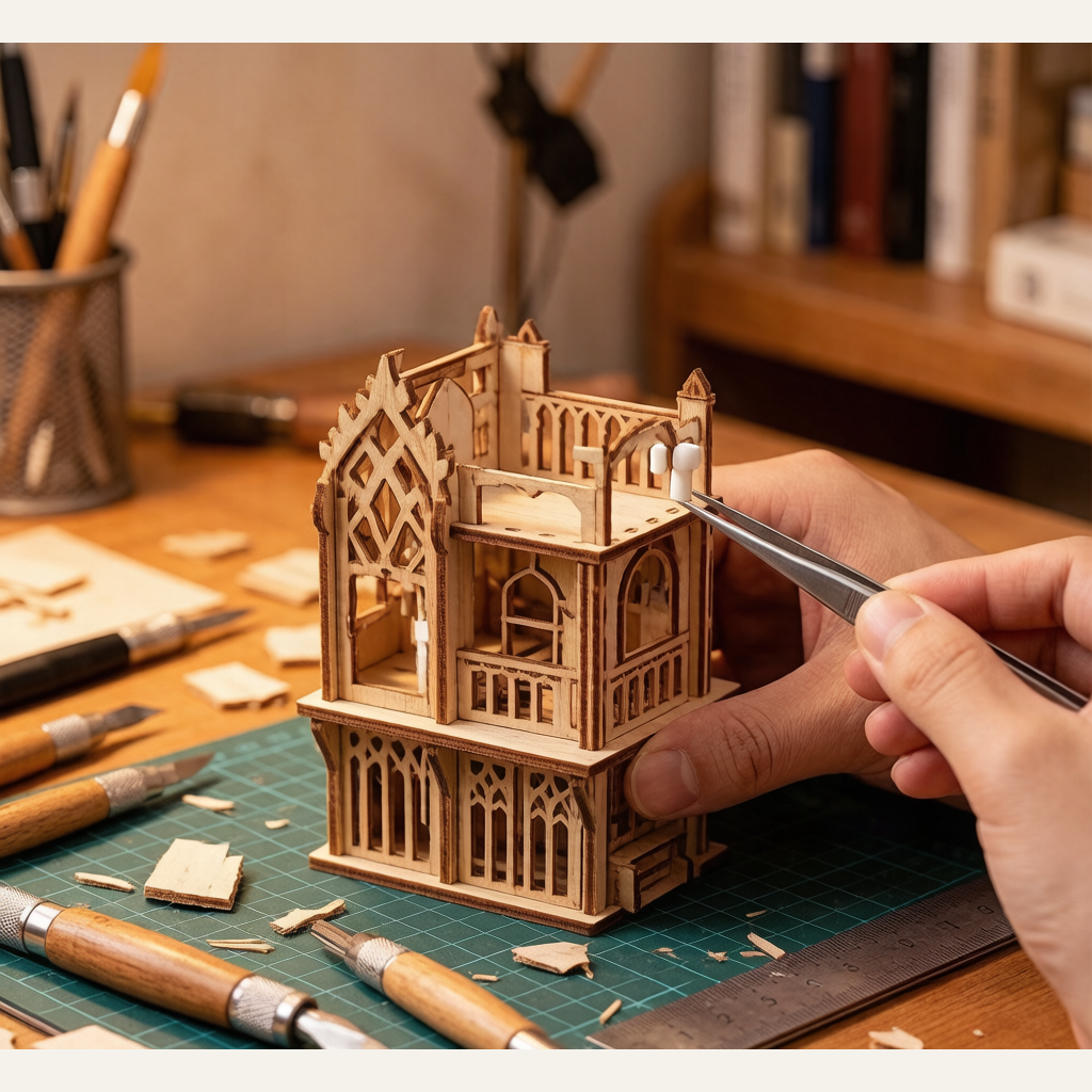 Whale Sky DIY Little House Magic World - 3D Handmade Assembled Bookend Model
