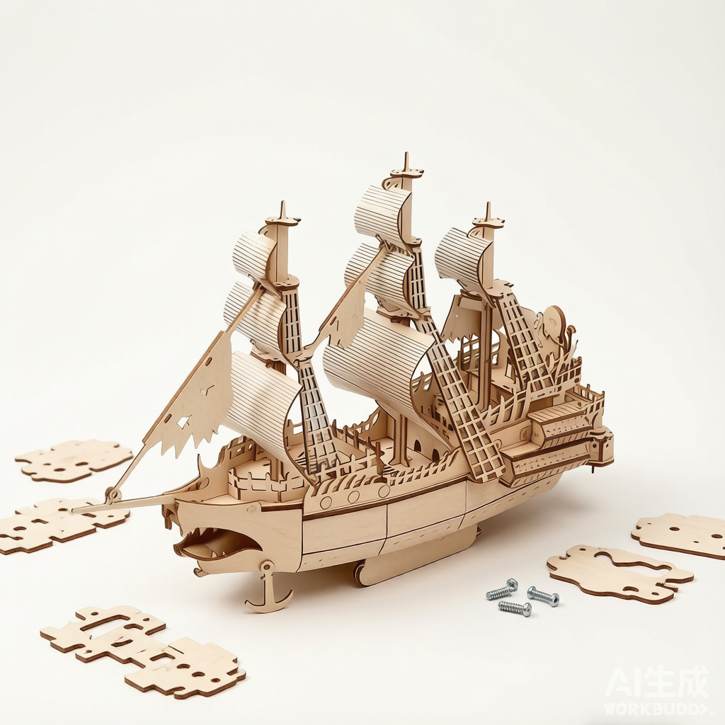Flying Dutchman 3D Wooden Puzzle Ship - DIY Assembly Model Decorative Craft
