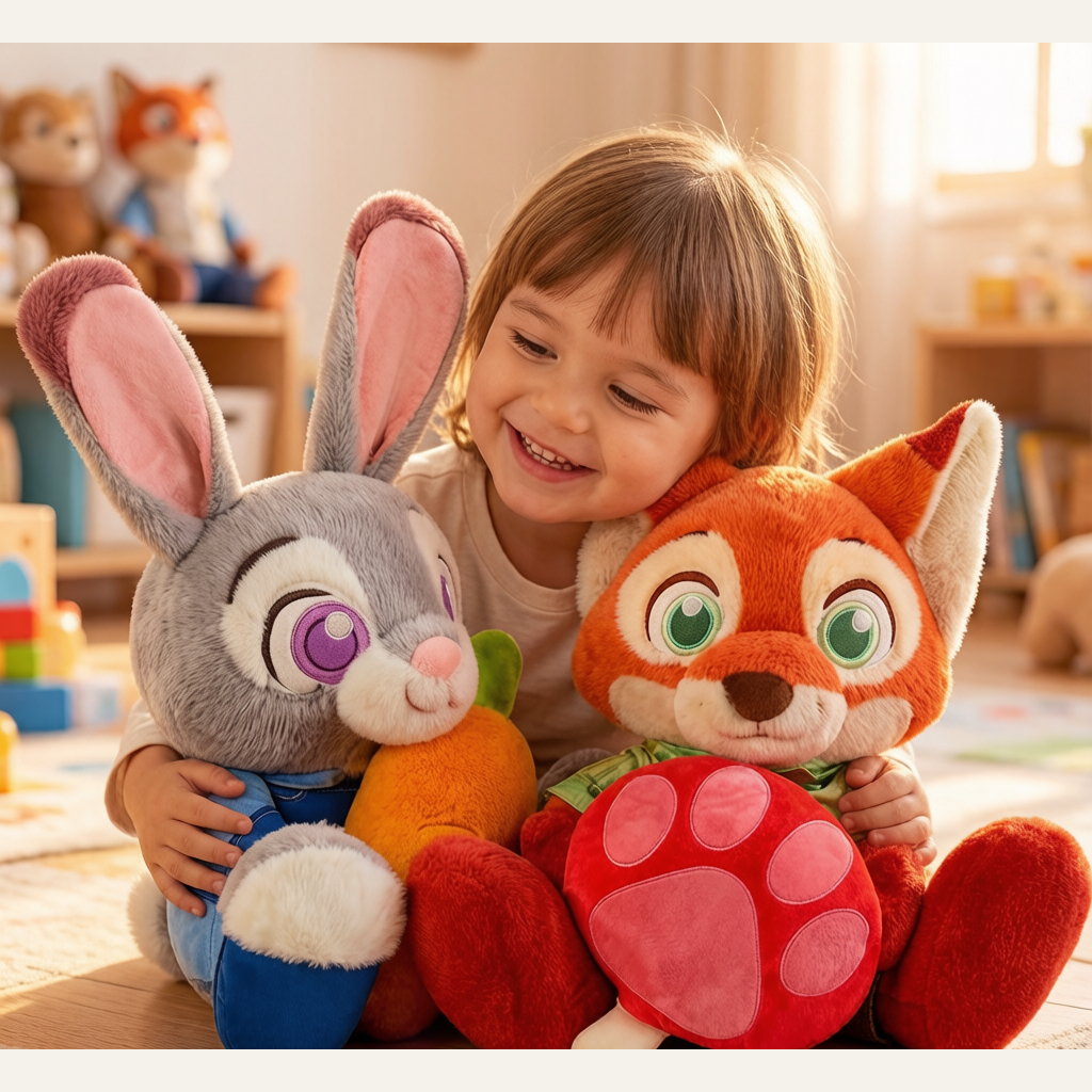 Fox & Bunny Plush Toy Duo - 55cm Soft Stuffed Animal Cuddle Companion for Kids & Collectors