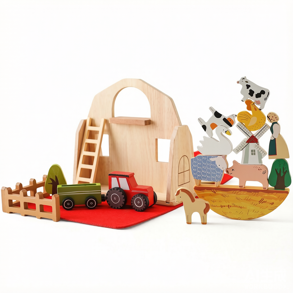 Kids Stacking Farm Toy House - Early Education Pretend Play Stacker