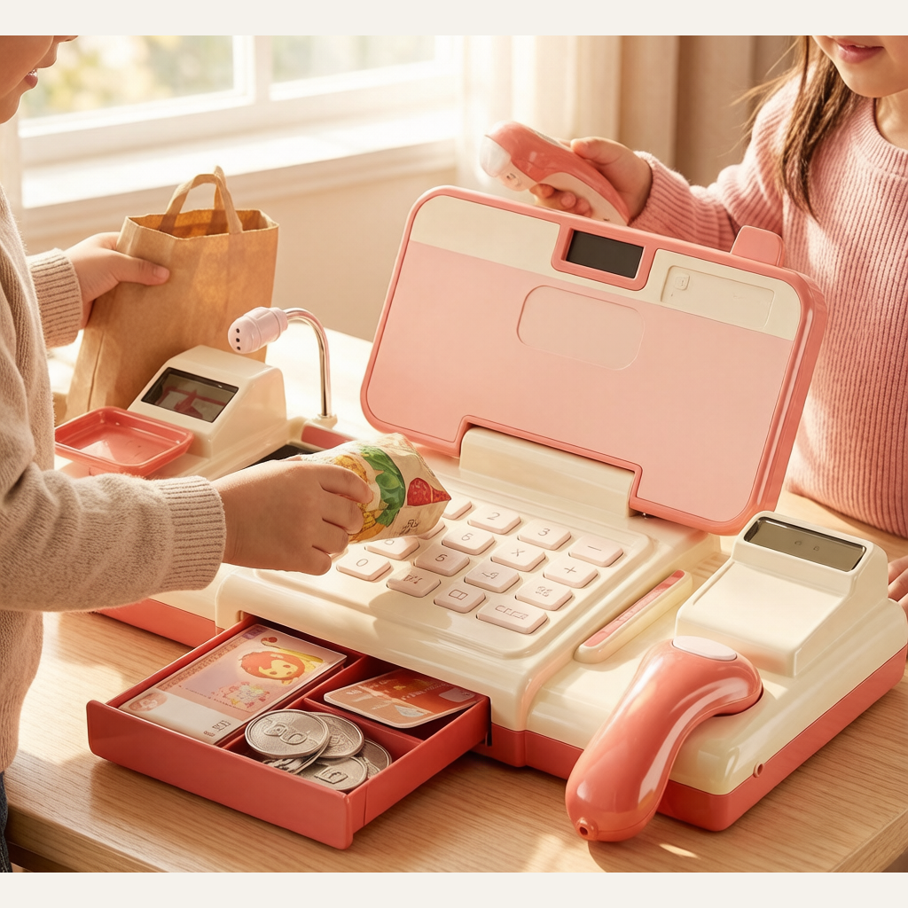Kids Supermarket Cash Register Toy - Simulation Scan & Shop Pretend Play Set