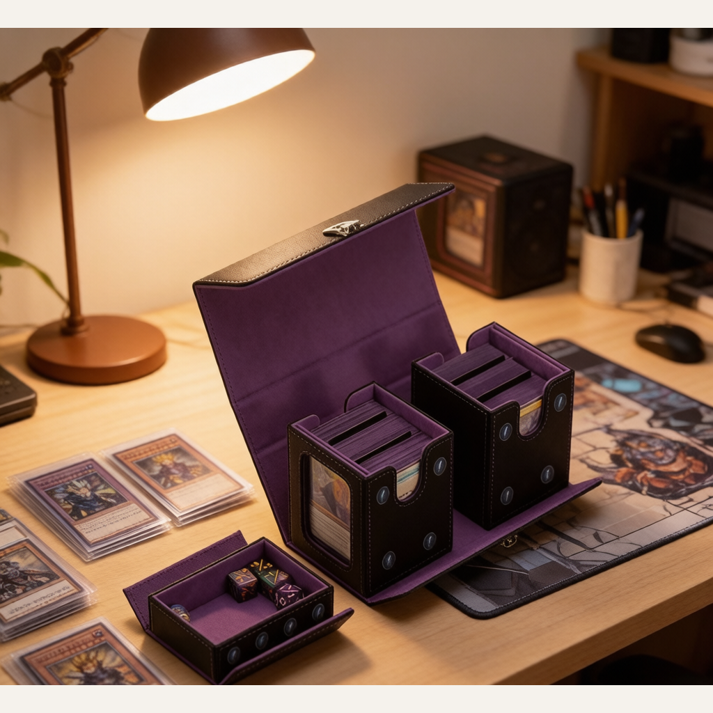 Double-Slot Trading Card Deck Box - Portable Detachable Storage Case with Window for TCG, PTCG & MTG