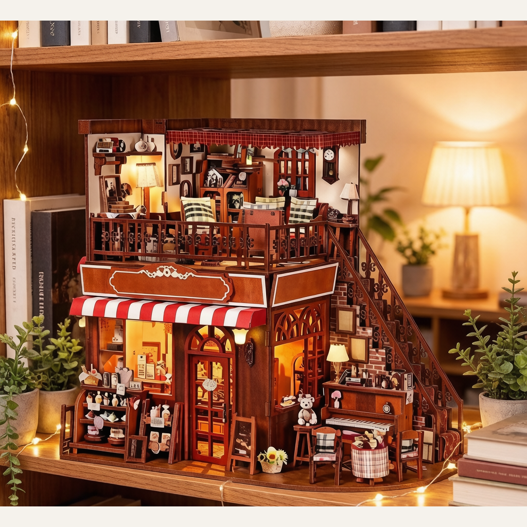 Corner Sweet Shop DIY Miniature House - Handmade 3D Bookend Model Kit