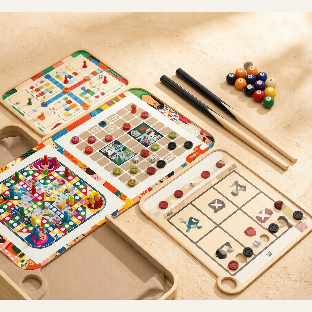 6-in-1 Pool Table for Kids - Indoor Billiard Table Game Parent-Child Educational Toy