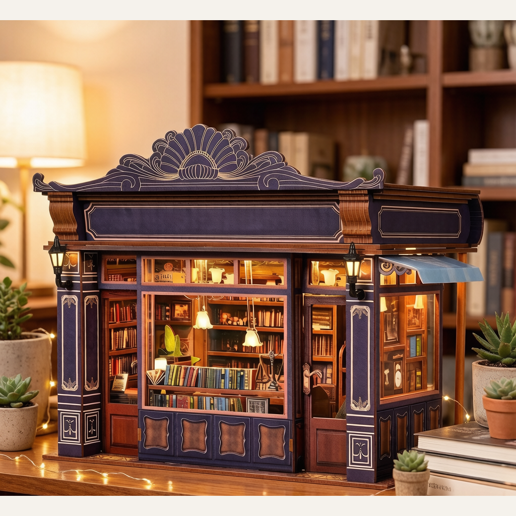 Notting Hill Bookstore DIY Miniature House - 3D Puzzle Bookend Scene Craft