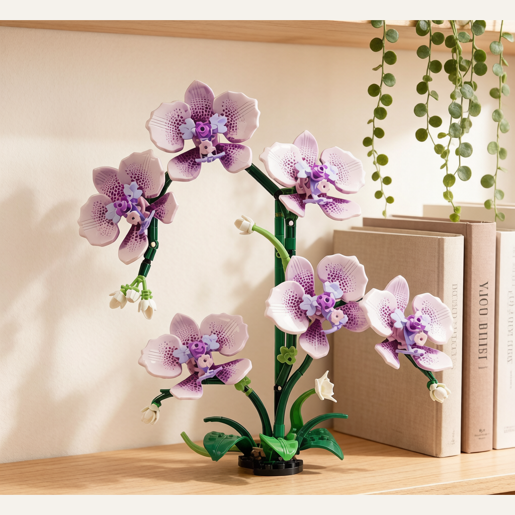 Butterfly Orchid Two-Tone Petal Building Block Flower - Assembly Ornament Gift Toy
