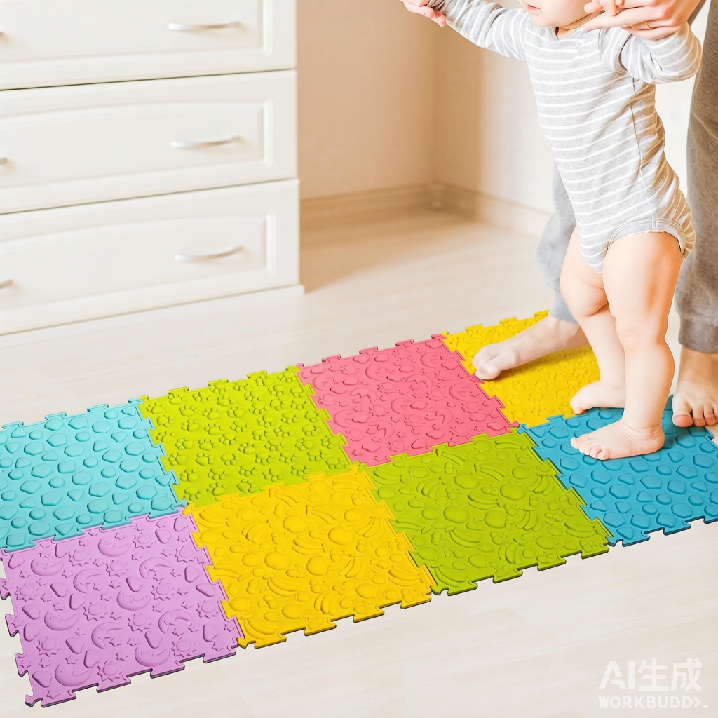 Baby Silicone Crawling Mat - Interlocking Tactile Sensory Floor Tiles