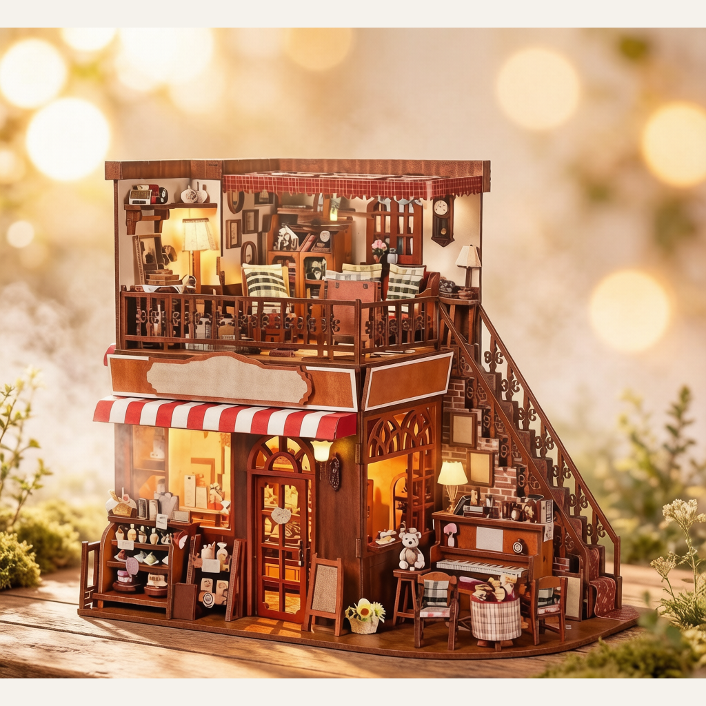 Corner Sweet Shop DIY Miniature House - Handmade 3D Bookend Model Kit