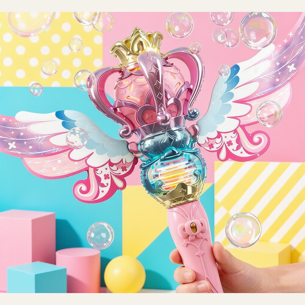 Fairy Wand Bubble Machine for Girls - Magic Handheld Bubble Maker Electric Toy