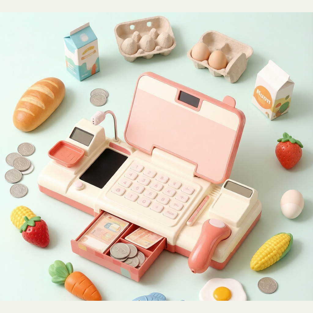 Kids Supermarket Cash Register Toy - Simulation Scan & Shop Pretend Play Set