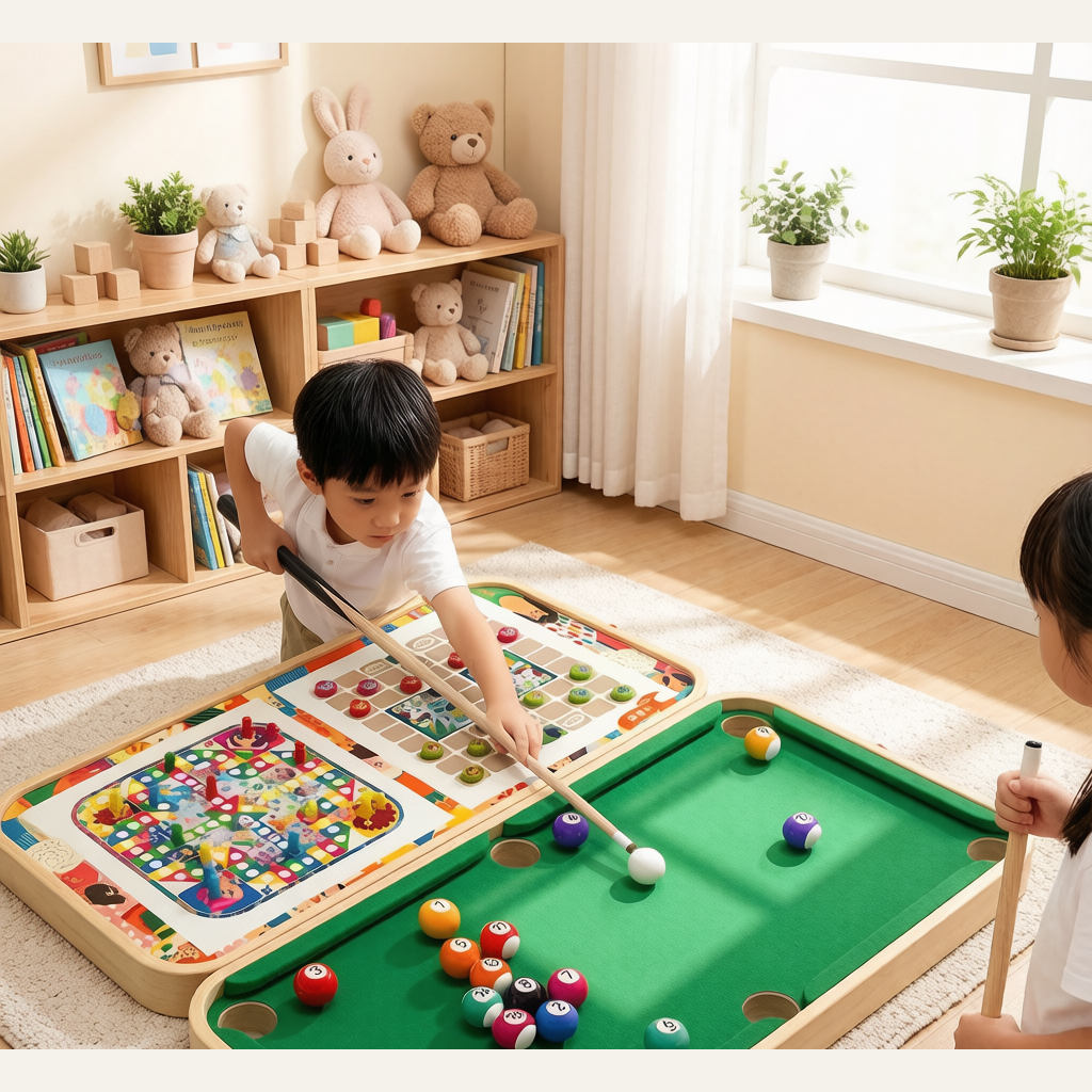 6-in-1 Pool Table for Kids - Indoor Billiard Table Game Parent-Child Educational Toy