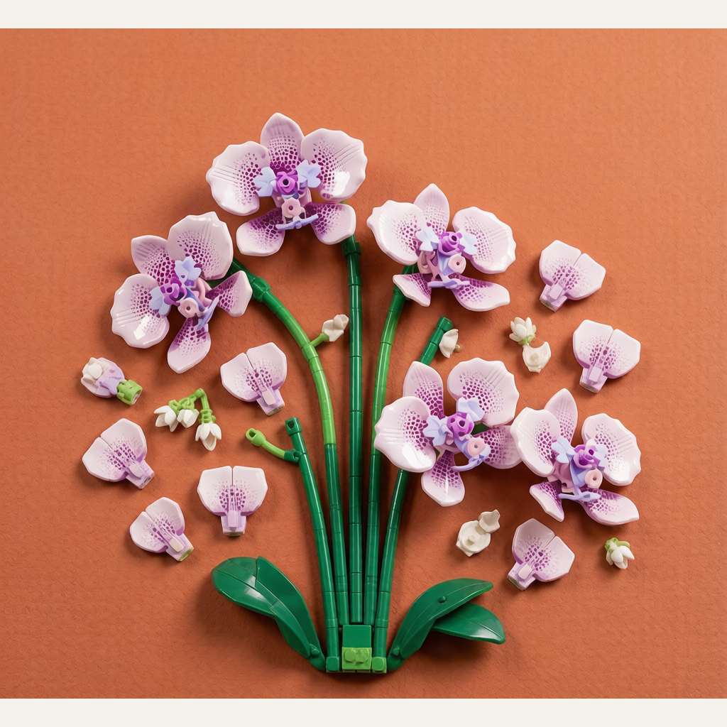 Butterfly Orchid Two-Tone Petal Building Block Flower - Assembly Ornament Gift Toy