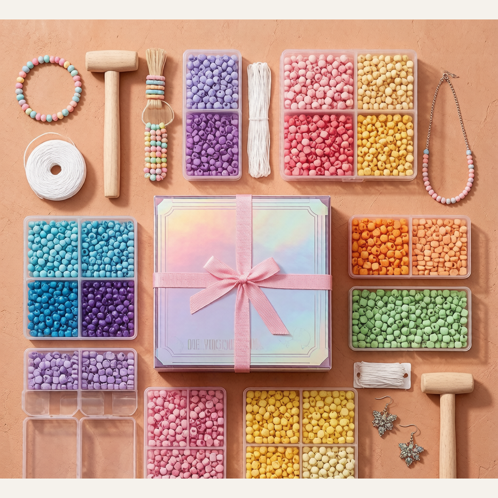 10-in-1 Beaded Treasure Gift Box - Girls' Jewelry Making Craft Kit